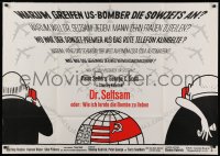 9j186 DR. STRANGELOVE German 33x47 1964 Stanley Kubrick classic, Peter Sellers, Tomi Ungerer art!