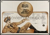 9j188 GREAT DICTATOR German 33x47 R1973 best art of Charlie Chaplin & Earth by Friedel Schmidt!