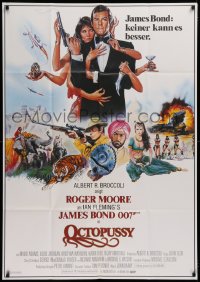 9j195 OCTOPUSSY German 33x47 1983 Goozee art of sexy Maud Adams & Roger Moore as James Bond 007!