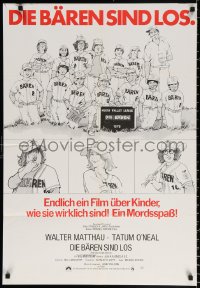9j215 BAD NEWS BEARS German 1976 Jack Davis art, Walter Matthau coaches baseball player Tatum O'Neal!