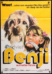 9j220 BENJI German 1975 Joe Camp, classic dog movie, completely different artwork of girl in peril!