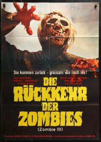 9j234 BURIAL GROUND German 1985 Le notti del terrore, gruesome different art of zombie attacking!
