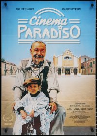 9j246 CINEMA PARADISO German 1989 great image of Philippe Noiret & Salvatore Cascio!