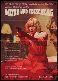 9j265 DEGREE OF MURDER German 1967 angry Anita Pallenberg with gun, men couldn't own her!