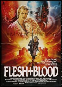 9j284 FLESH & BLOOD German 1987 Paul Verhoeven, cool fantasy art of Rutger Hauer by Renato Casaro!