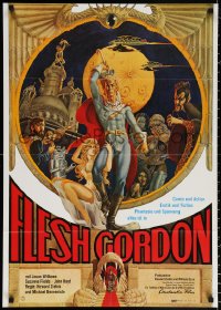 9j285 FLESH GORDON German R1979 sexy sci-fi spoof, wacky erotic super hero art by George Barr!