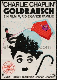 9j294 GOLD RUSH German R1969 Charlie Chaplin classic, wonderful art by Leo Kouper!
