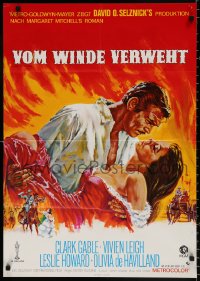 9j295 GONE WITH THE WIND German R1970s Luro art of Gable carrying Leigh over burning Atlanta!