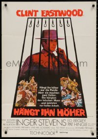 9j297 HANG 'EM HIGH German 1968 cool Sandy Kossin artwork of Clint Eastwood!