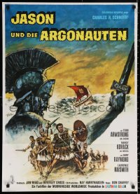 9j310 JASON & THE ARGONAUTS German 1963 Ray Harryhausen, cool different artwork by Rolf Goetze!