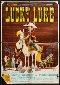 9j328 LUCKY LUKE German 1972 Daisy Town, great western cartoon artwork of cowboy on horse!
