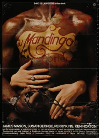 9j331 MANDINGO German 1975 completely different image of title tattooed on Norton's bare chest!