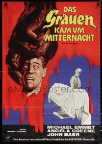 9j345 NIGHT OF THE BLOOD BEAST German 1962 different artwork of monster hand holding severed head!