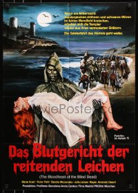 9j346 NIGHT OF THE SEAGULLS German 1975 cool artwork of zombie carrying sexy babe!