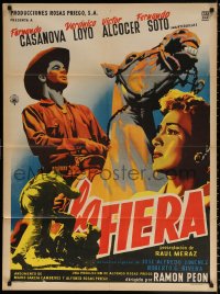 9j039 LA FIERA Mexican poster 1956 western cowboy Fernando Casanova avenges his father's murder!