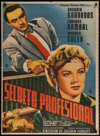 9j047 SECRETO PROFESIONAL Mexican poster 1955 art of man on witness stand pointing accusing finger!