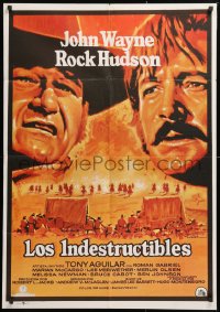 9j003 UNDEFEATED Spanish R1977 John Wayne & Rock Hudson rode where no one else dared!
