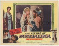 9k220 AFFAIRS OF MESSALINA LC 1953 close up of blonde woman with dagger threatening Maria Felix!