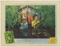 9k221 AFRICAN QUEEN LC #7 1952 Humphrey Bogart & Katharine Hepburn pull boat through swamp!