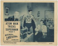 9k245 ATOM MAN VS SUPERMAN chapter 5 LC 1950 Kirk Alyn in costume, Atom Man Tricks Superman!