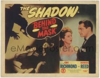 9k021 BEHIND THE MASK TC 1946 Kane Richmond as The Shadow, Barbara Read, cool villain silhouette!