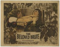 9k262 BELOVED BRUTE LC 1924 close up of crazed Marguerite De La Motte choking woman against wall!