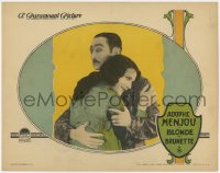 9k273 BLONDE OR BRUNETTE LC 1927 close up of Adolphe Menjou hugging pretty Arlette Marchal!