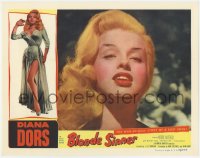 9k274 BLONDE SINNER LC 1956 best super close up of sexy heavy-lidded bad girl Diana Dors!