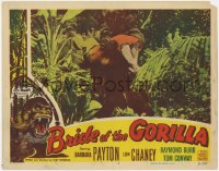 9k289 BRIDE OF THE GORILLA LC #2 1951 great image of fake ape carrying Barbara Payton in jungle!
