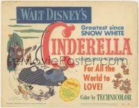 9k037 CINDERELLA TC 1950 Disney's classic cartoon love story with music, greatest since Snow White!