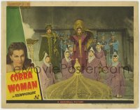 9k331 COBRA WOMAN LC 1944 best portrait of Maria Montez in elaborate gown & headdress by throne!