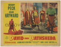 9k360 DAVID & BATHSHEBA LC #5 1951 close up of Biblical Gregory Peck in palace with guards!