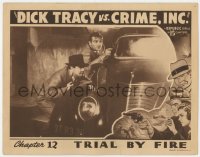 9k382 DICK TRACY VS. CRIME INC. chapter 12 LC 1941 Ralph Byrd taking cover behind car, Trial By Fire!