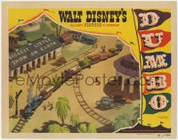 9k401 DUMBO LC 1941 great Disney cartoon image of train riding by the Biggest Little Show on Earth!