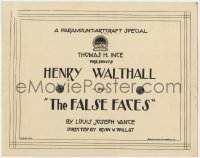 9k063 FALSE FACES TC 1919 Henry B. Walthall as Lone Wolf, Lon Chaney Sr., a true title card!