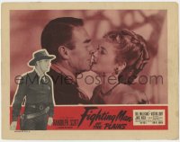 9k428 FIGHTING MAN OF THE PLAINS LC R1950s romantic c/u of Randolph Scott & Jane Nigh about to kiss!