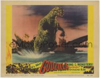 9k473 GODZILLA LC #6 1956 cool image of Gojira in water destroying bridge, rubbery monster classic!