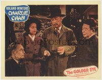 9k474 GOLDEN EYE LC #2 1948 Roland Winters as Charlie Chan examines knife by Evelyn Brent!