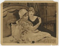 9k543 ISLE OF DOUBT LC 1922 close up of Dorothy Mackaill & Marie Burke hugging in bed!