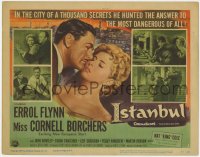 9k097 ISTANBUL TC 1957 Errol Flynn & Miss Cornell Borchers in Turkey's city of a thousand secrets!