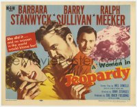9k101 JEOPARDY TC 1953 Barbara Stanwyck in Jeopardy, struggling with Ralph Meeker, film noir!