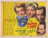 9k108 KIND LADY TC 1951 John Sturges, Ethel Barrymore, Keenan Wynn & Angela Lansbury!
