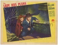 9k575 LADY HAS PLANS LC 1942 Ray Milland with gun & Paulette Goddard kneeling in shootout!