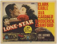 9k115 LONE STAR TC 1951 art of Clark Gable kissing sexy Ava Gardner, Broderick Crawford!