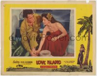 9k619 LOVE ISLAND LC #2 1952 close up of Paul Valentine helping island beauty Eva Gabor!