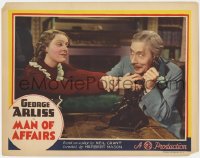 9k637 MAN OF AFFAIRS LC 1937 pretty Rene Ray tries to grab telephone from George Arliss!
