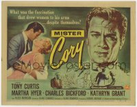 9k133 MISTER CORY TC 1957 art of professional poker player Tony Curtis & kissing sexy Martha Hyer!
