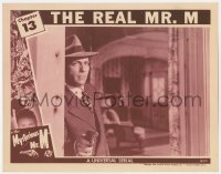 9k670 MYSTERIOUS MR M chapter 13 LC 1946 Dennis Moore pointing gun in doorway, The Real Mr. M!