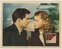 9k682 NIGHTMARE ALLEY LC #3 1947 close up of carnival barker Tyrone Power with Helen Walker!