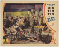 9k695 ON THE BORDER LC 1930 crowd watches Rin Tin Tin take down a bad guy in saloon, ultra rare!